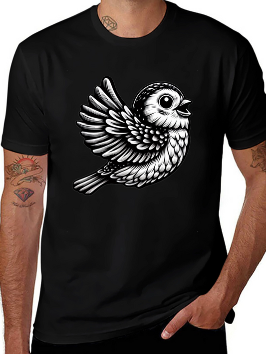 Black T-Shirt with Cute Bird Design