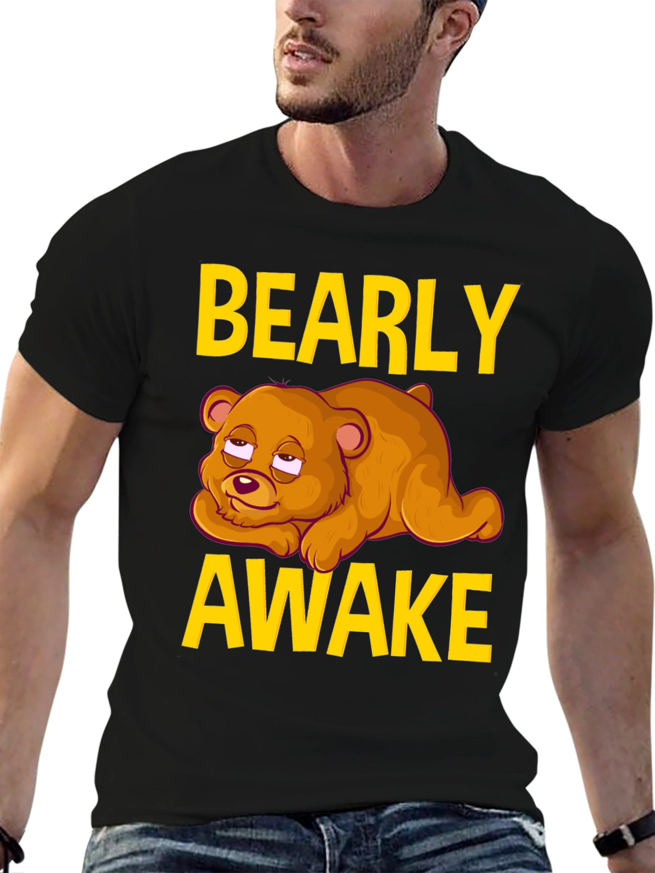 Bearly Awake Graphic Tee - Funny Sleepy Bear T-Shirt