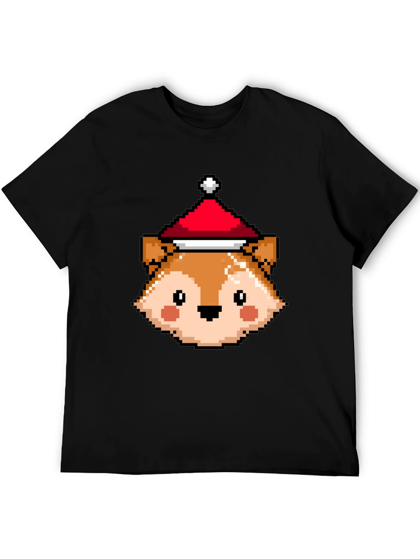 Pixel Fox with Santa Hat T-Shirt