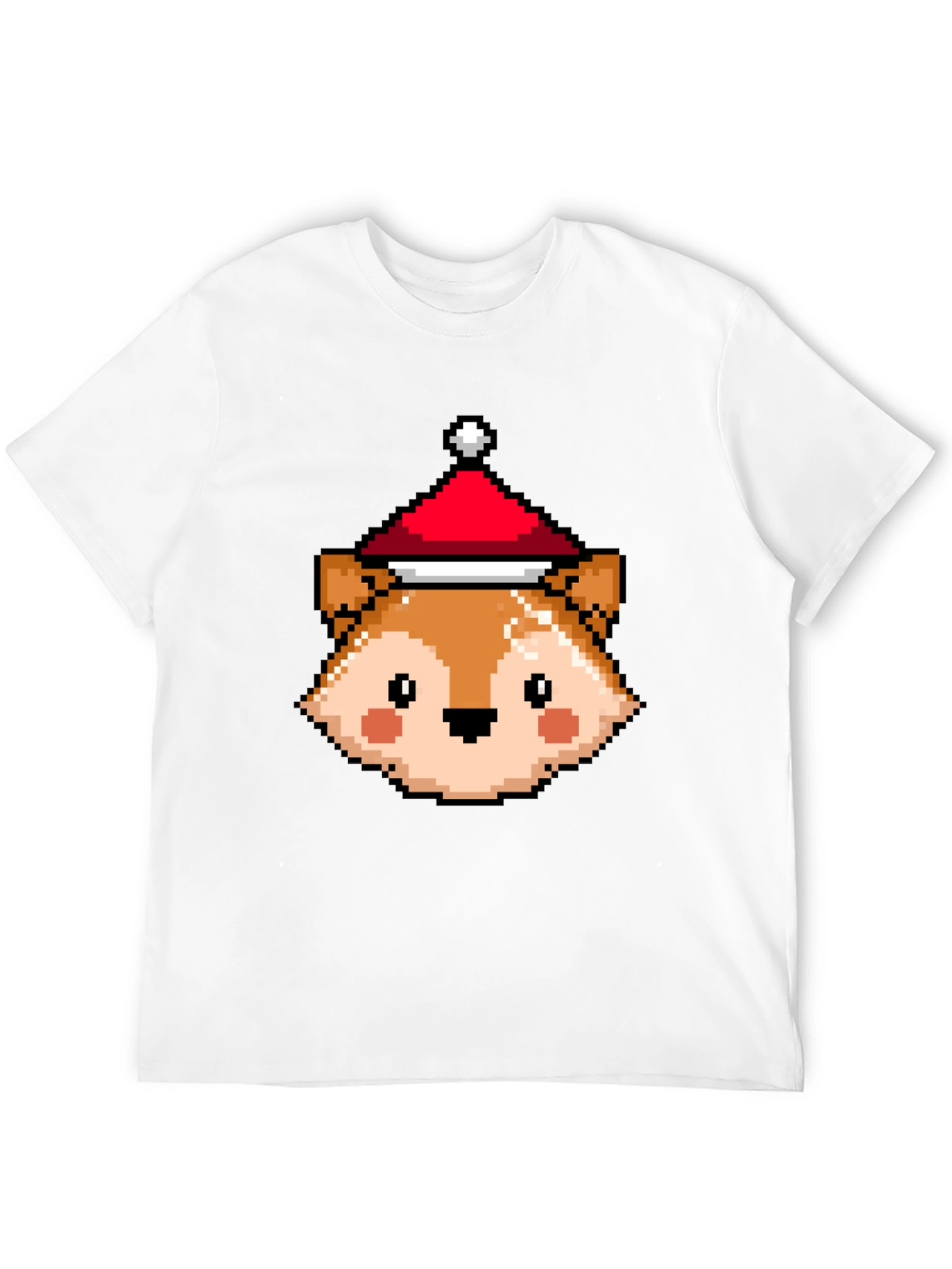 Pixel Fox with Santa Hat T-Shirt