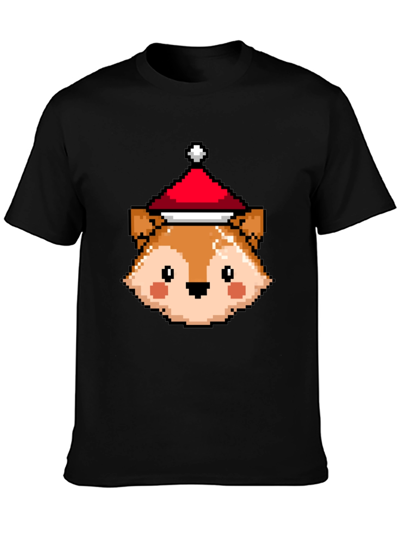 Pixel Fox with Santa Hat T-Shirt