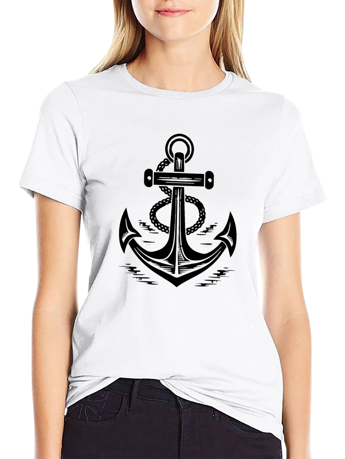 Black Anchor Graphic Tee - Nautical Style