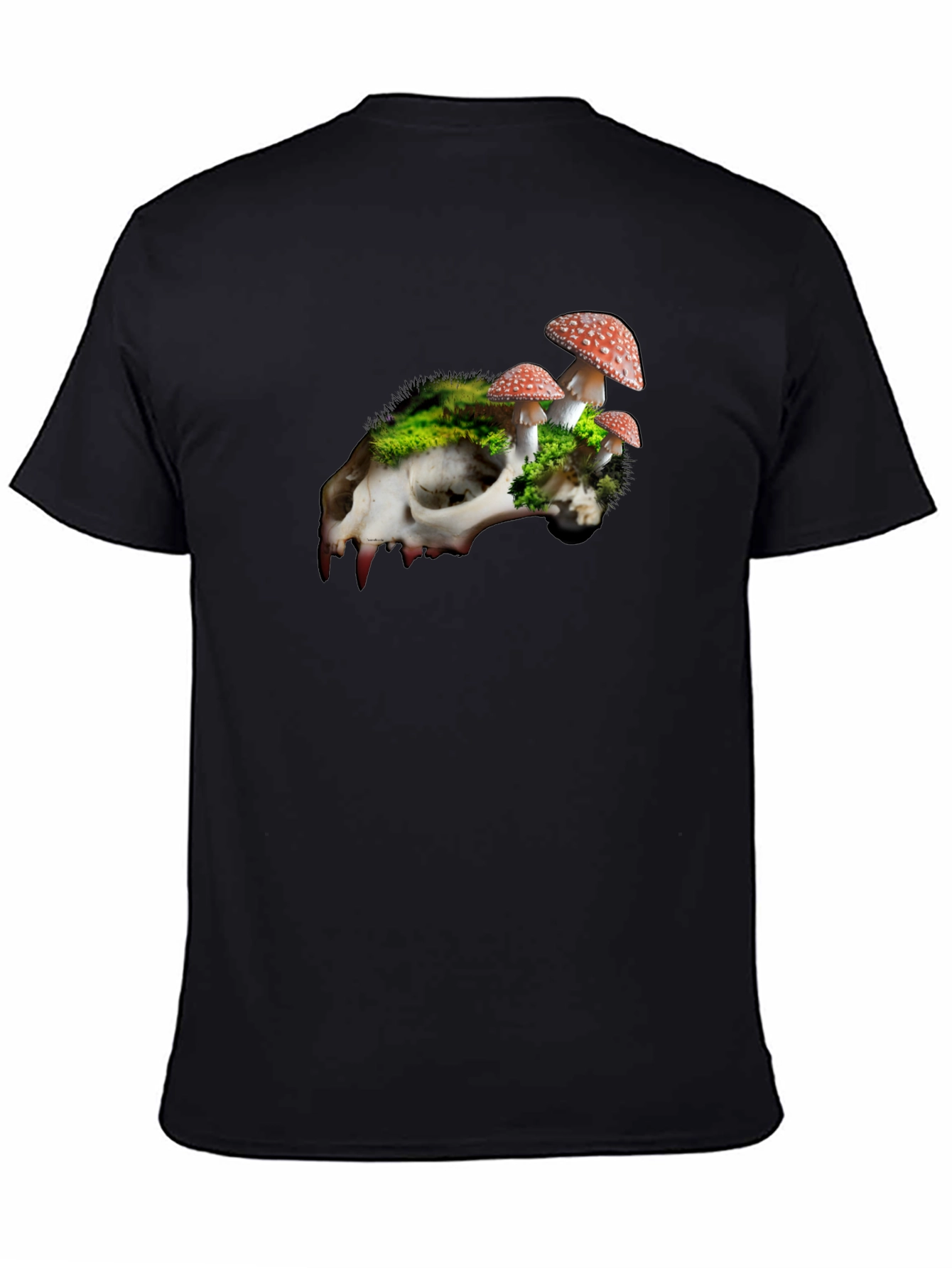Skull & Mushroom Graphic Tee - Unique Nature Design