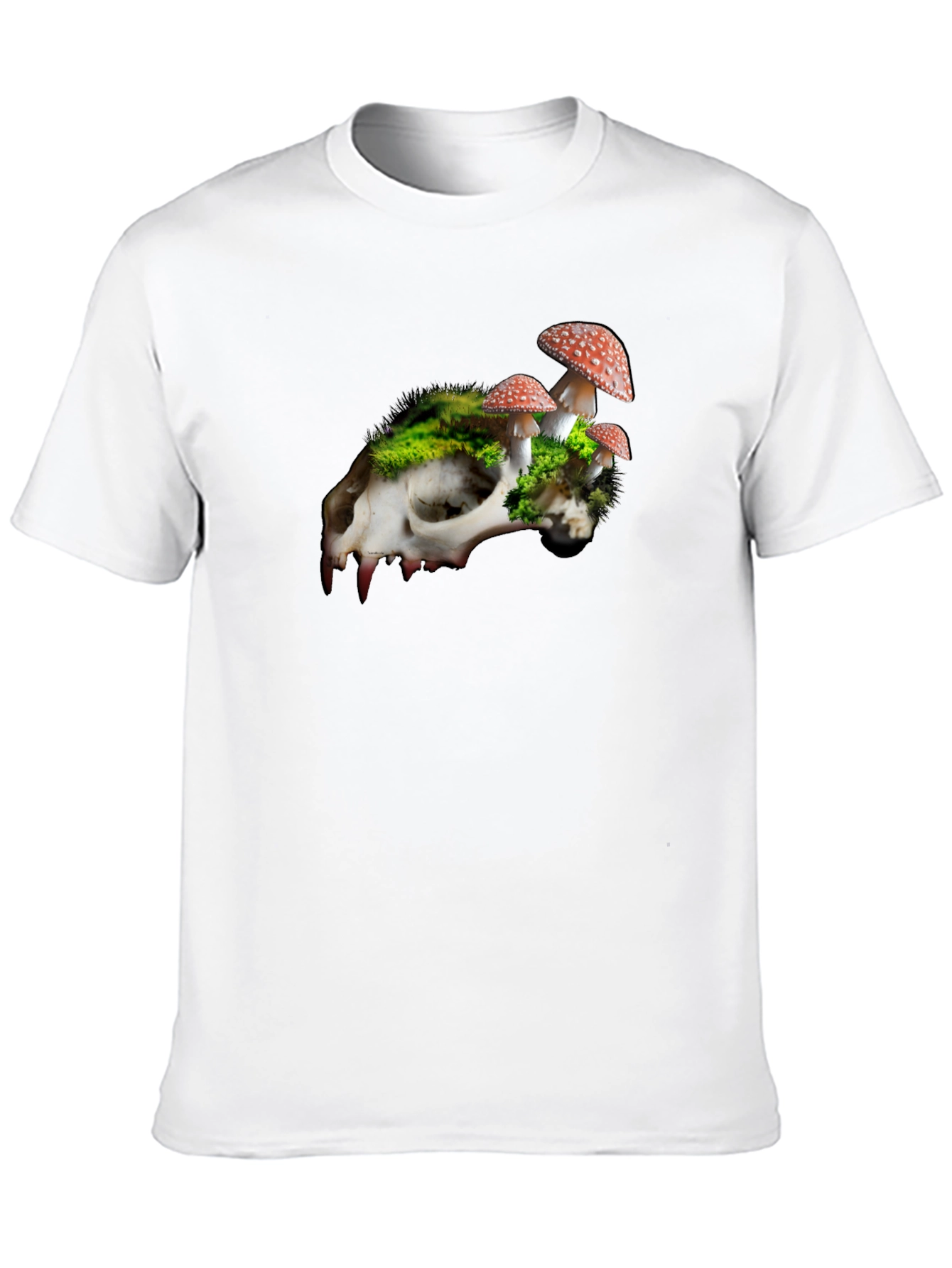 Skull & Mushroom Graphic Tee - Unique Nature Design
