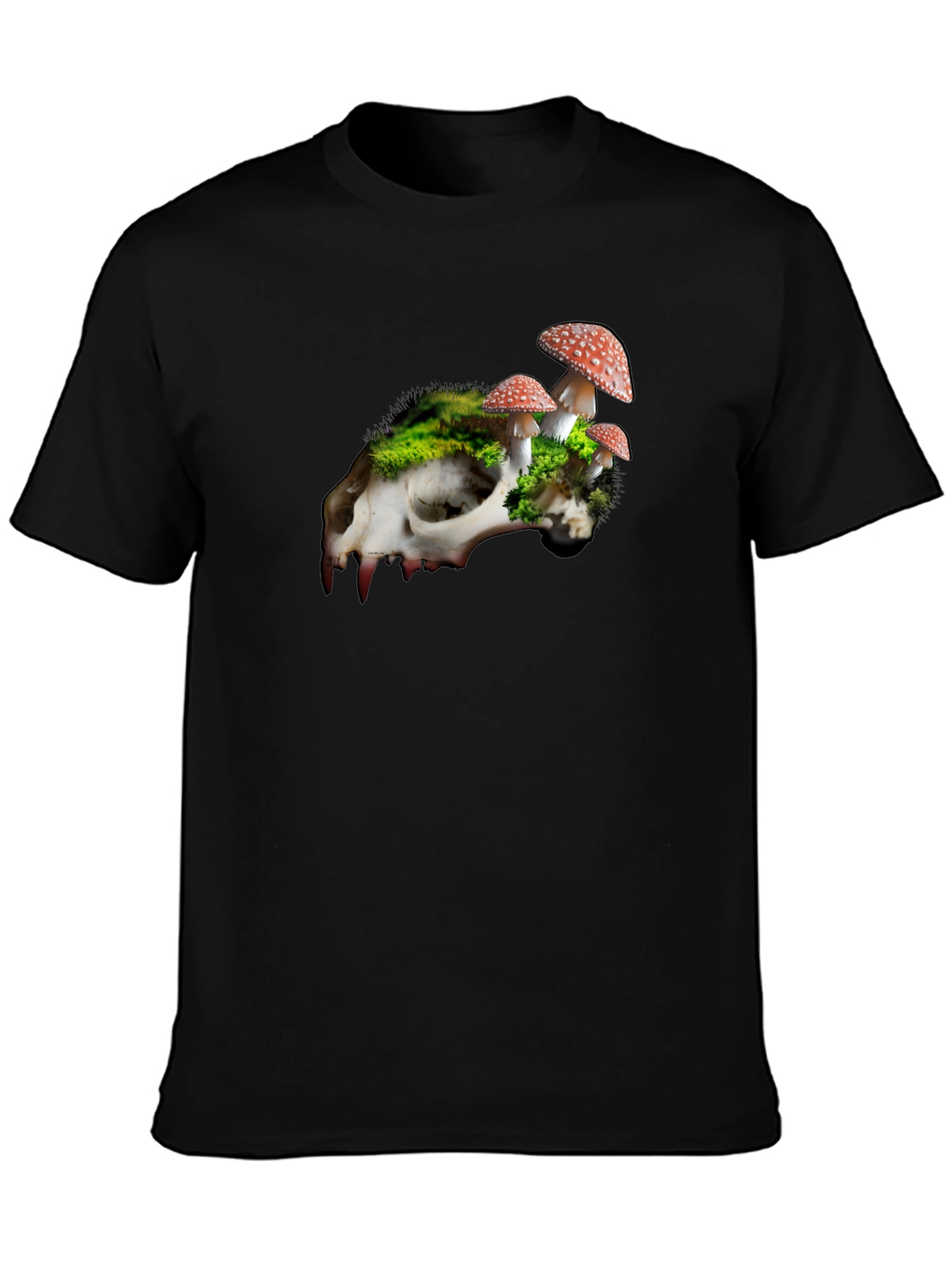Skull & Mushroom Graphic Tee - Unique Nature Design