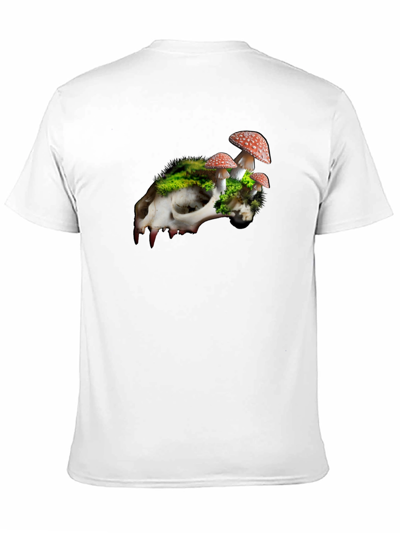 Skull & Mushroom Graphic Tee - Unique Nature Design