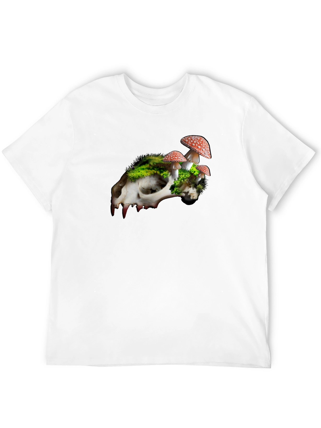 Skull & Mushroom Graphic Tee - Unique Nature Design