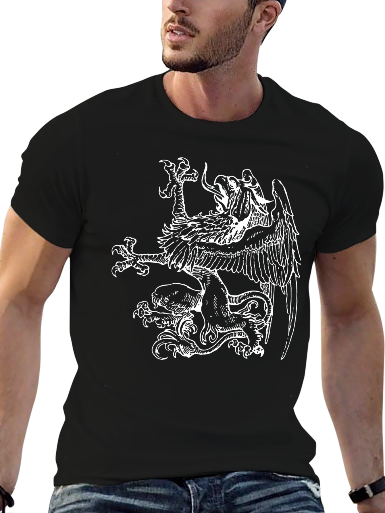 Griffin Graphic Tee - Black Casual T-Shirt