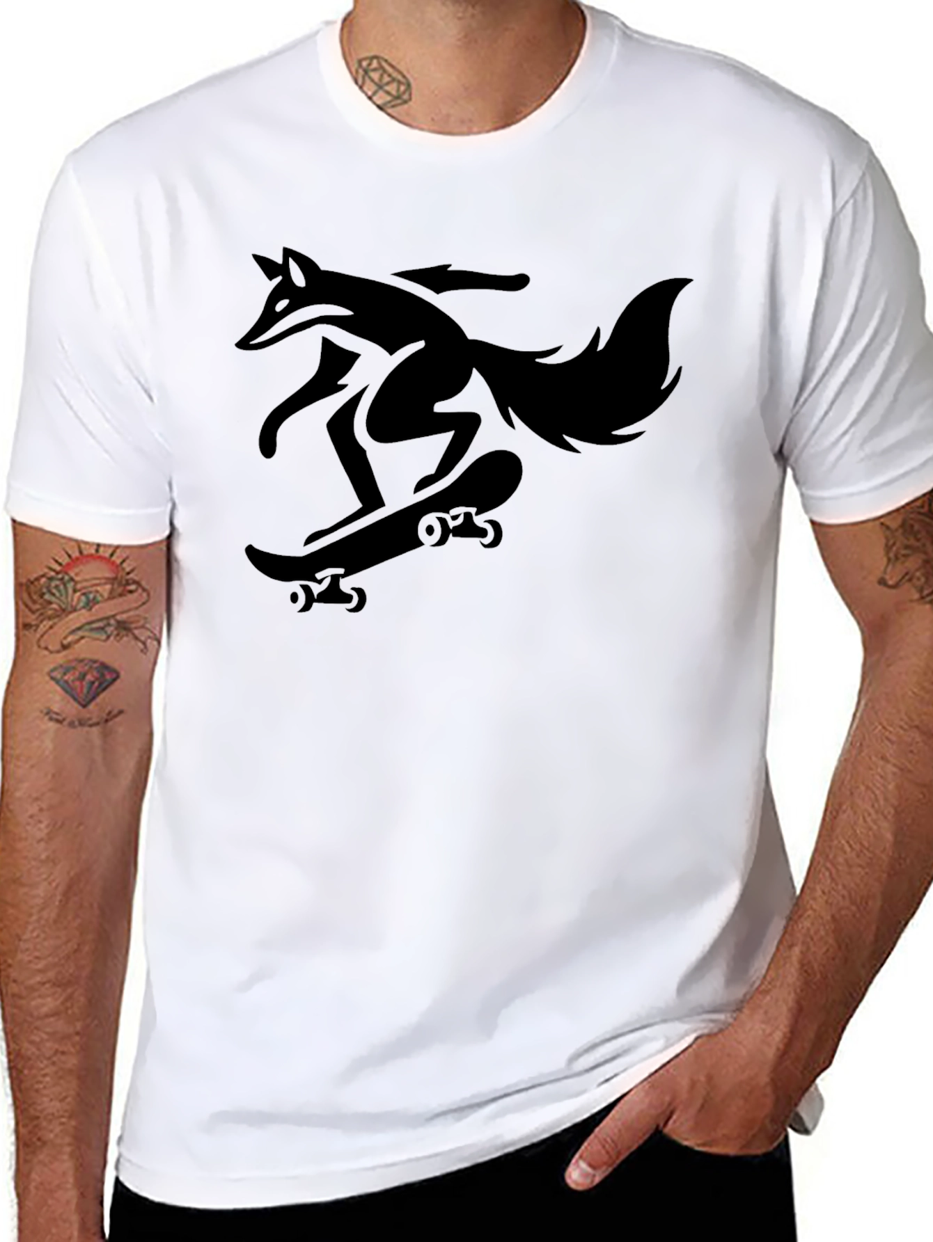 Fox Skateboarder Graphic Tee - Cool Black T-Shirt