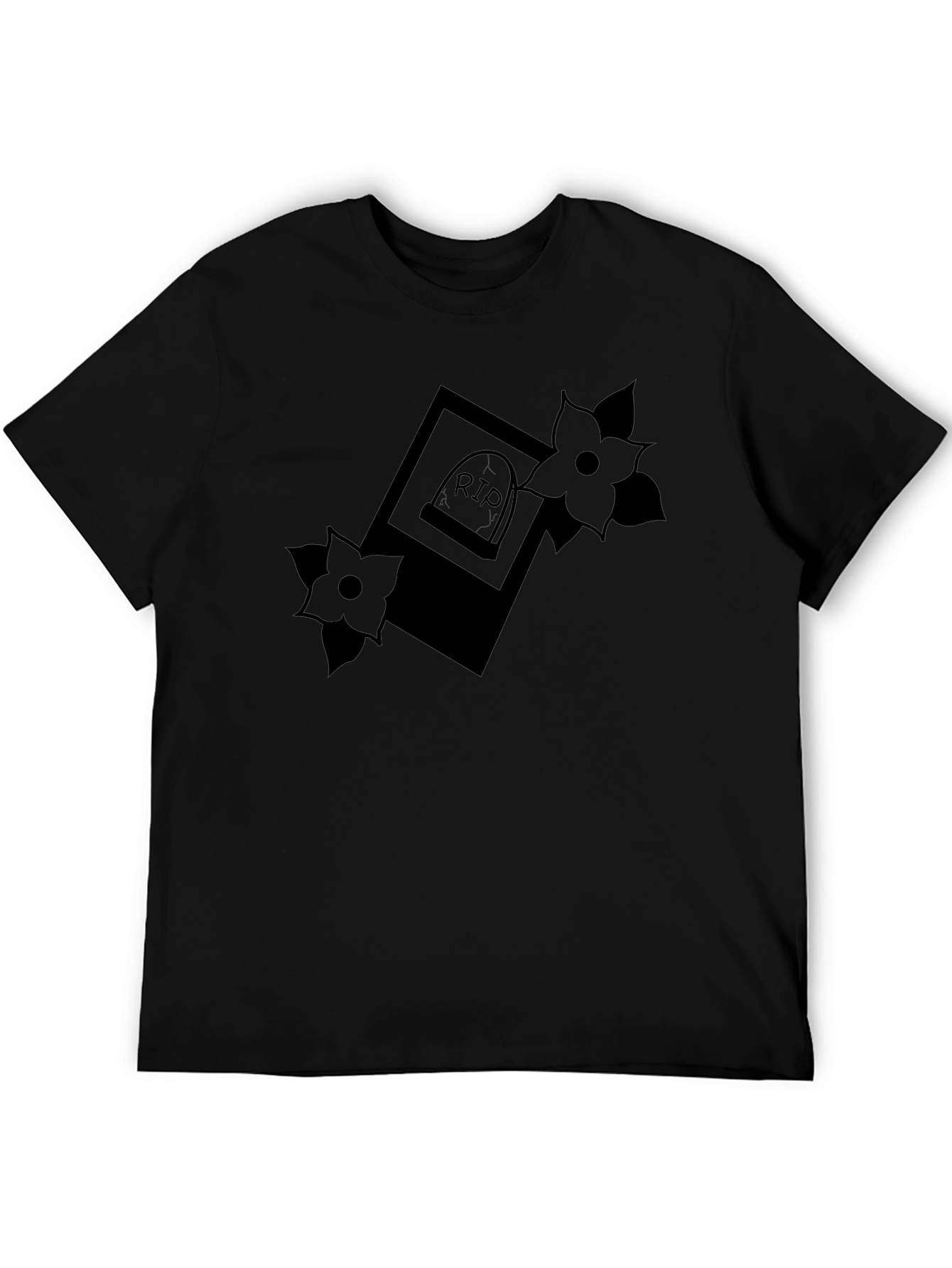 RIP Tombstone Floral Graphic T-Shirt