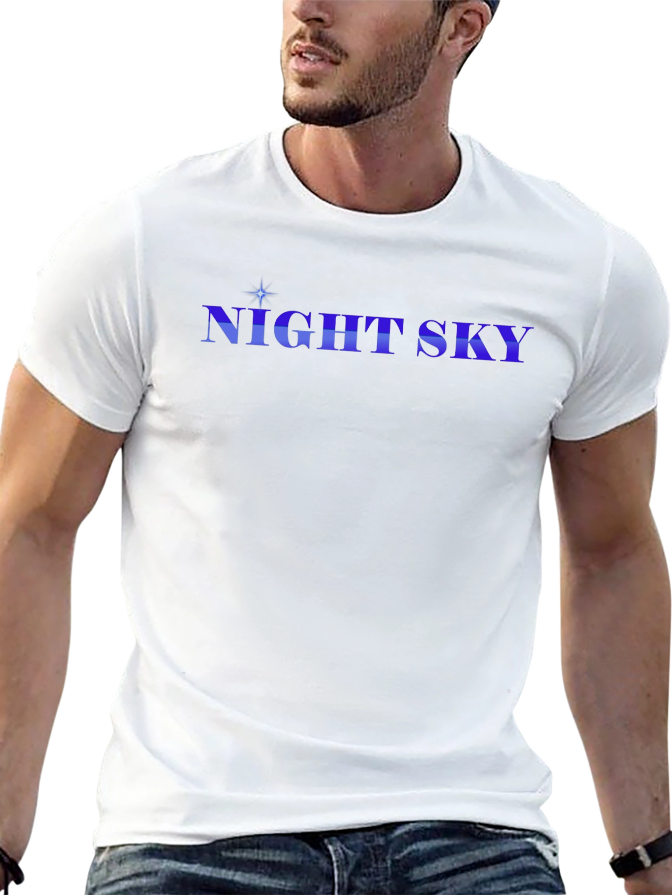 Night Sky Graphic Tee - Stylish Black Cotton T-Shirt