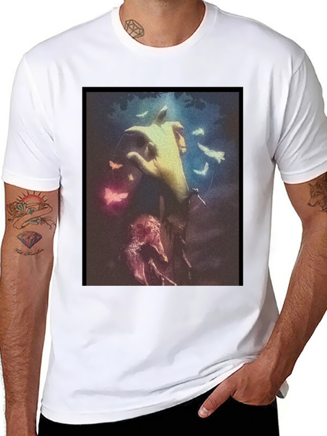 Artistic Hand Graphic Black T-Shirt