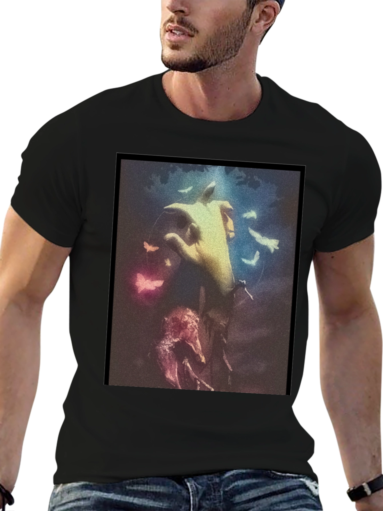 Artistic Hand Graphic Black T-Shirt