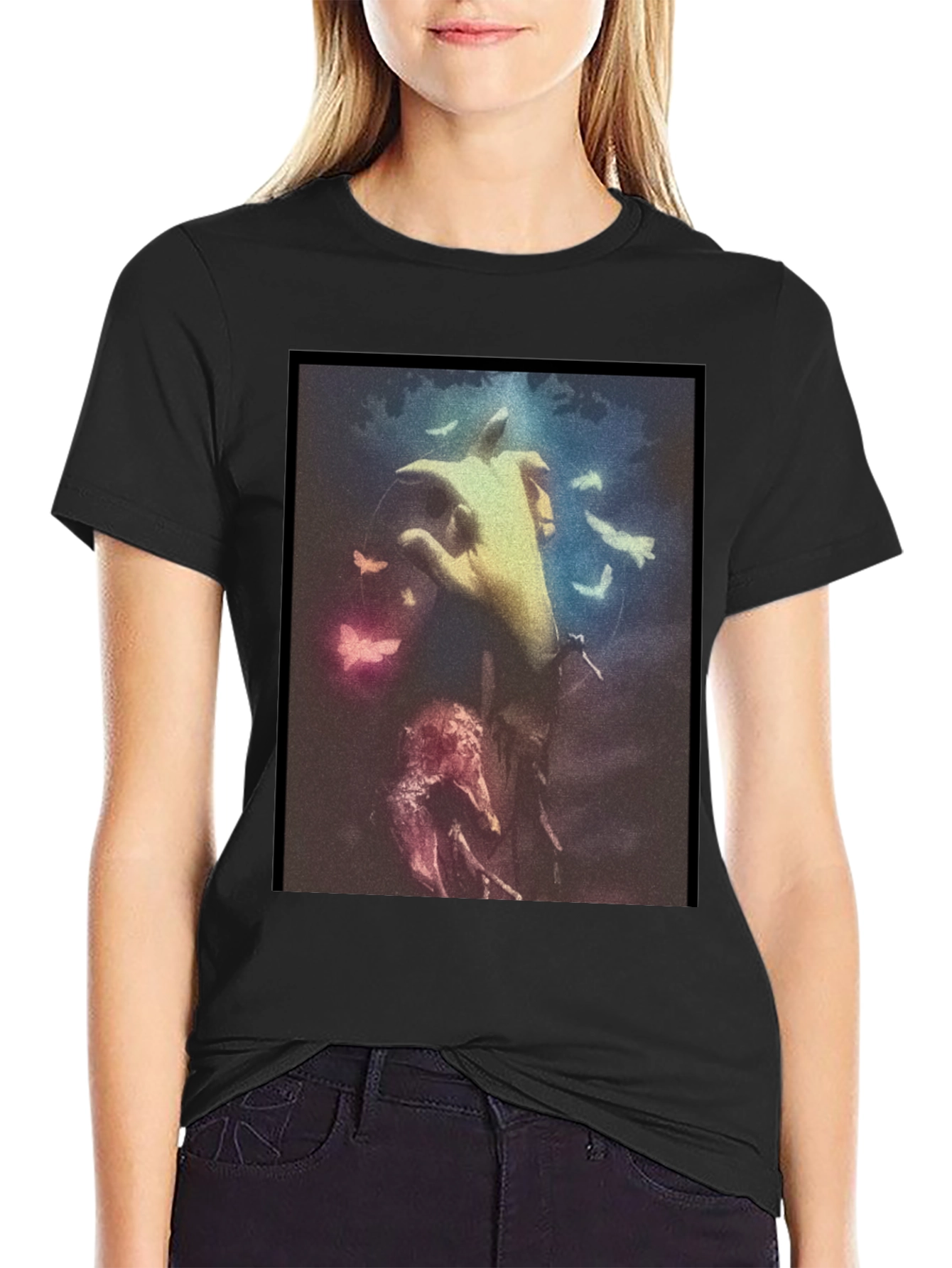 Artistic Hand Graphic Black T-Shirt