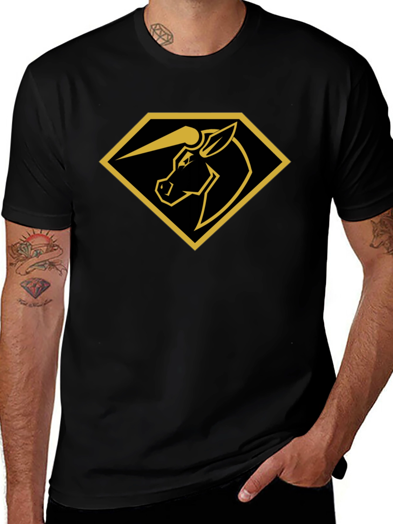 Unicorn Diamond Graphic Tee - Black