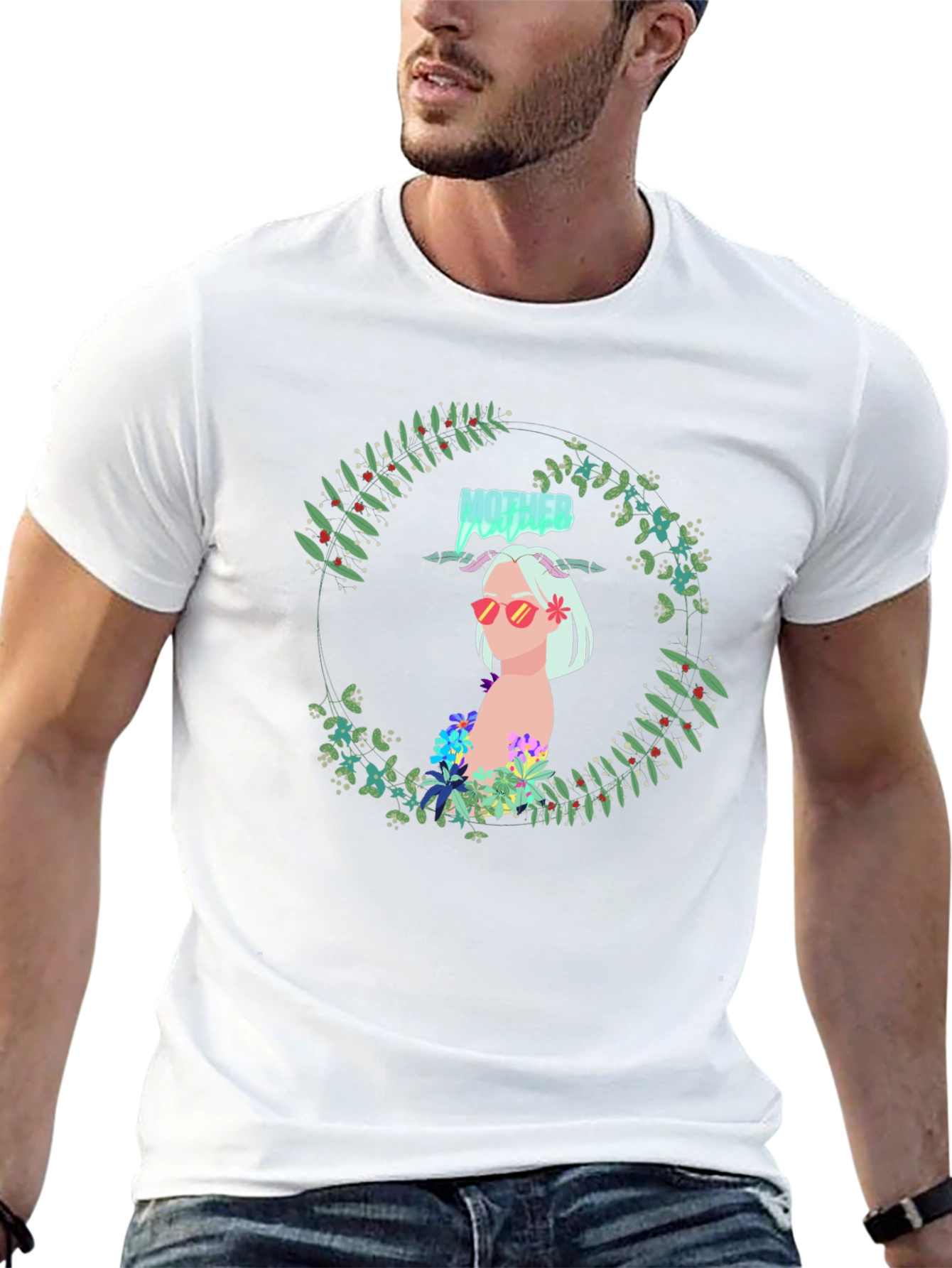 Floral Woman Black Tee