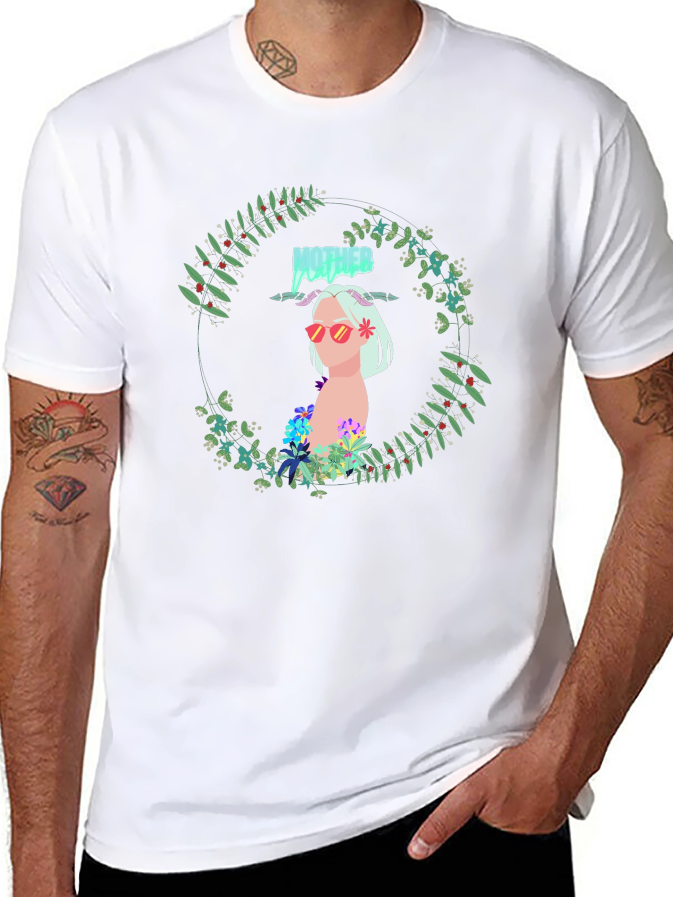 Floral Woman Black Tee