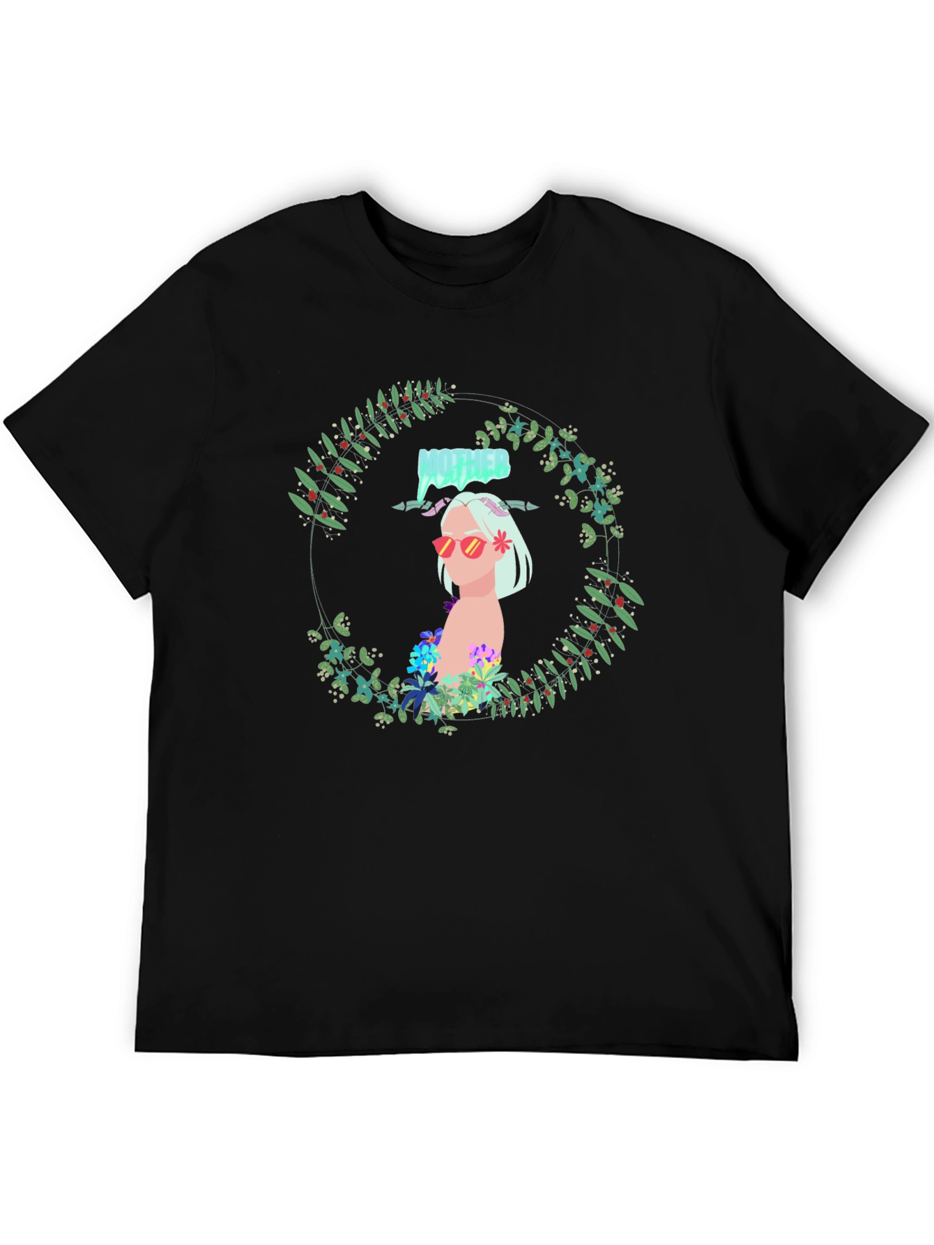 Floral Woman Black Tee