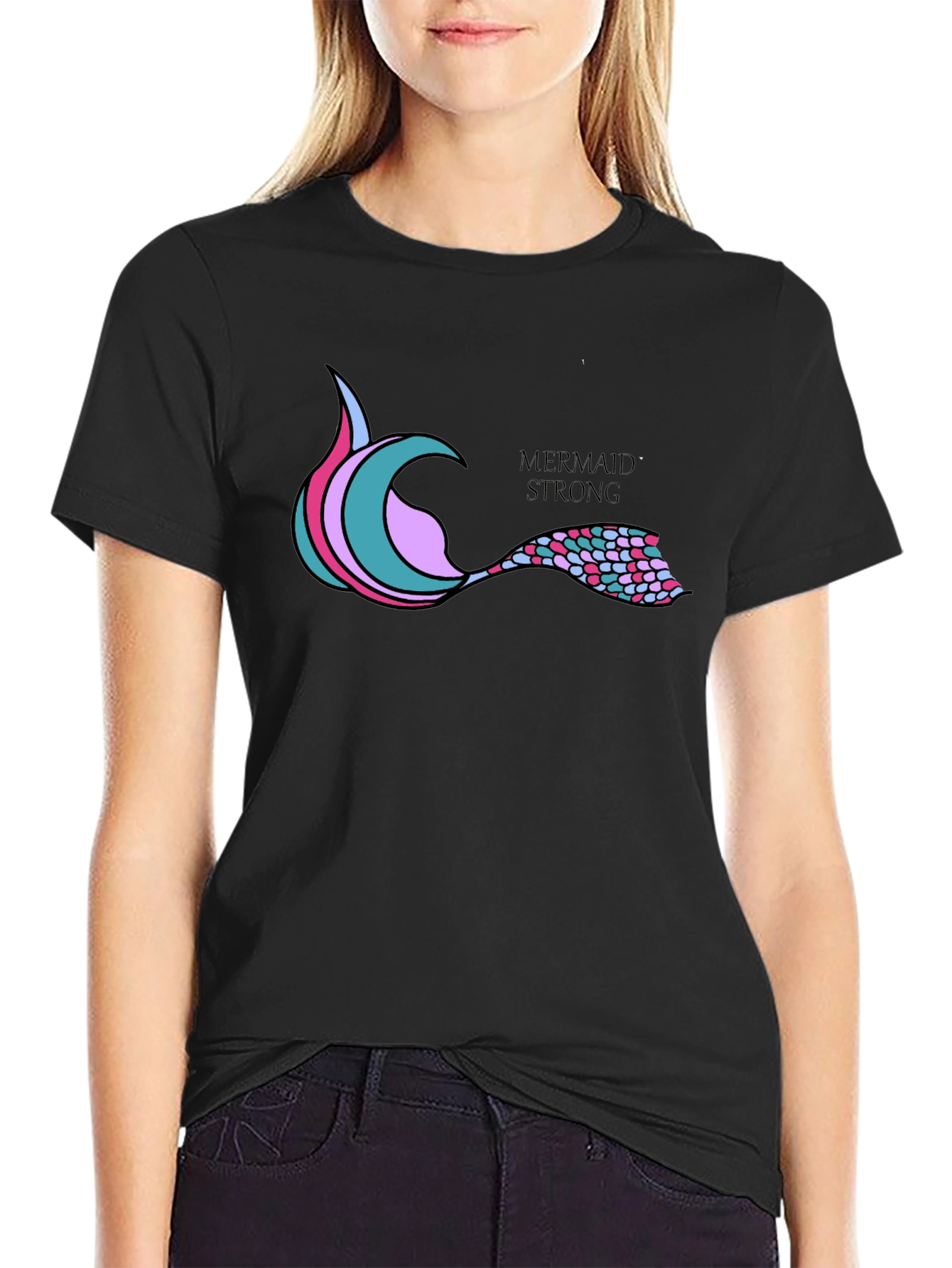 Mermaid Strong Black T-Shirt