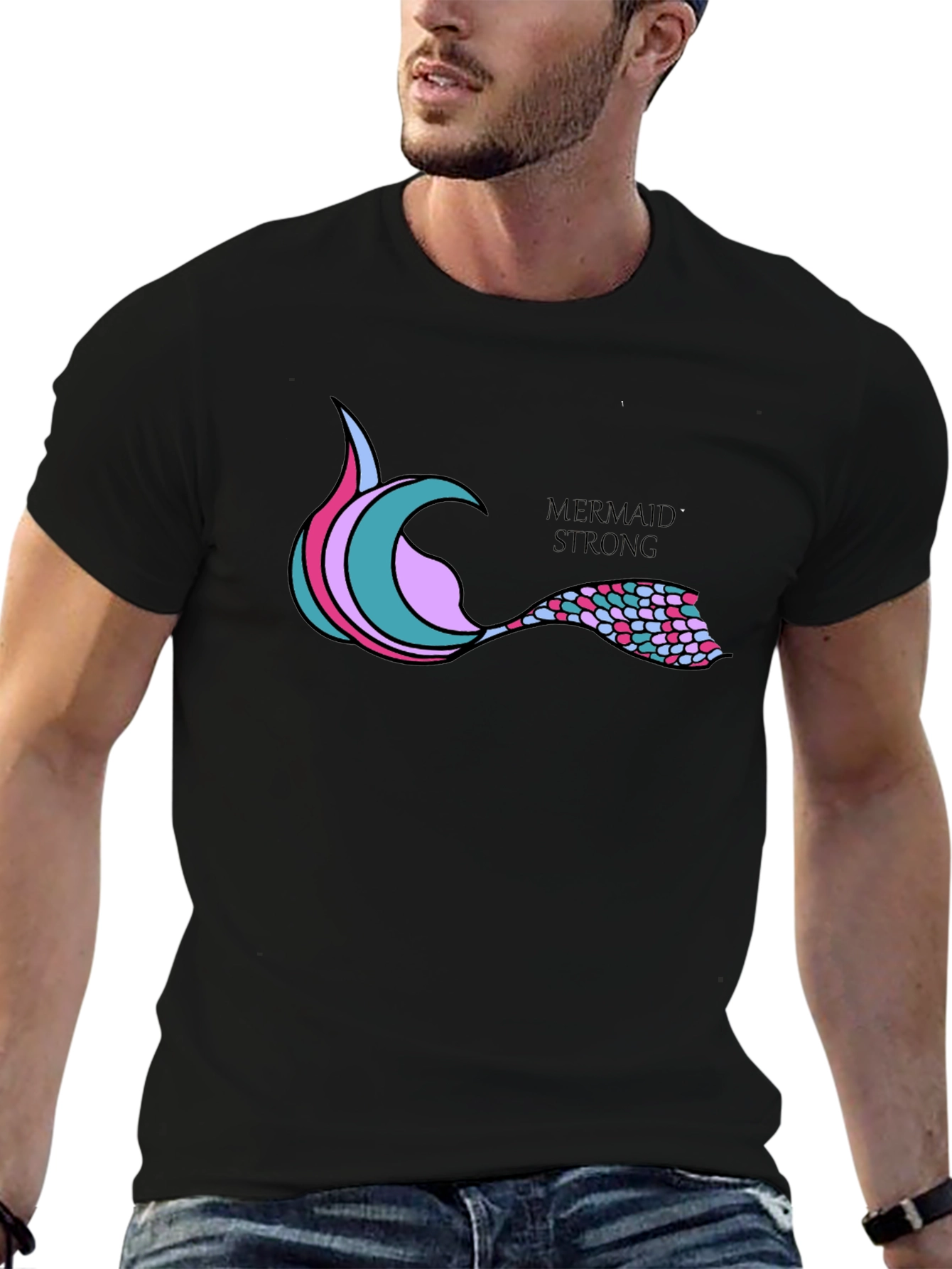 Mermaid Strong Black T-Shirt
