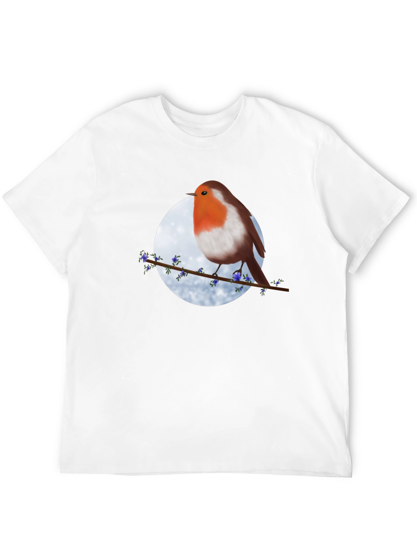 Robin Bird on Branch Graphic Tee - Black