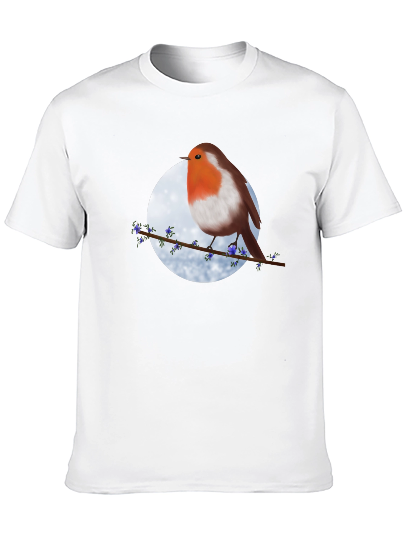 Robin Bird on Branch Graphic Tee - Black