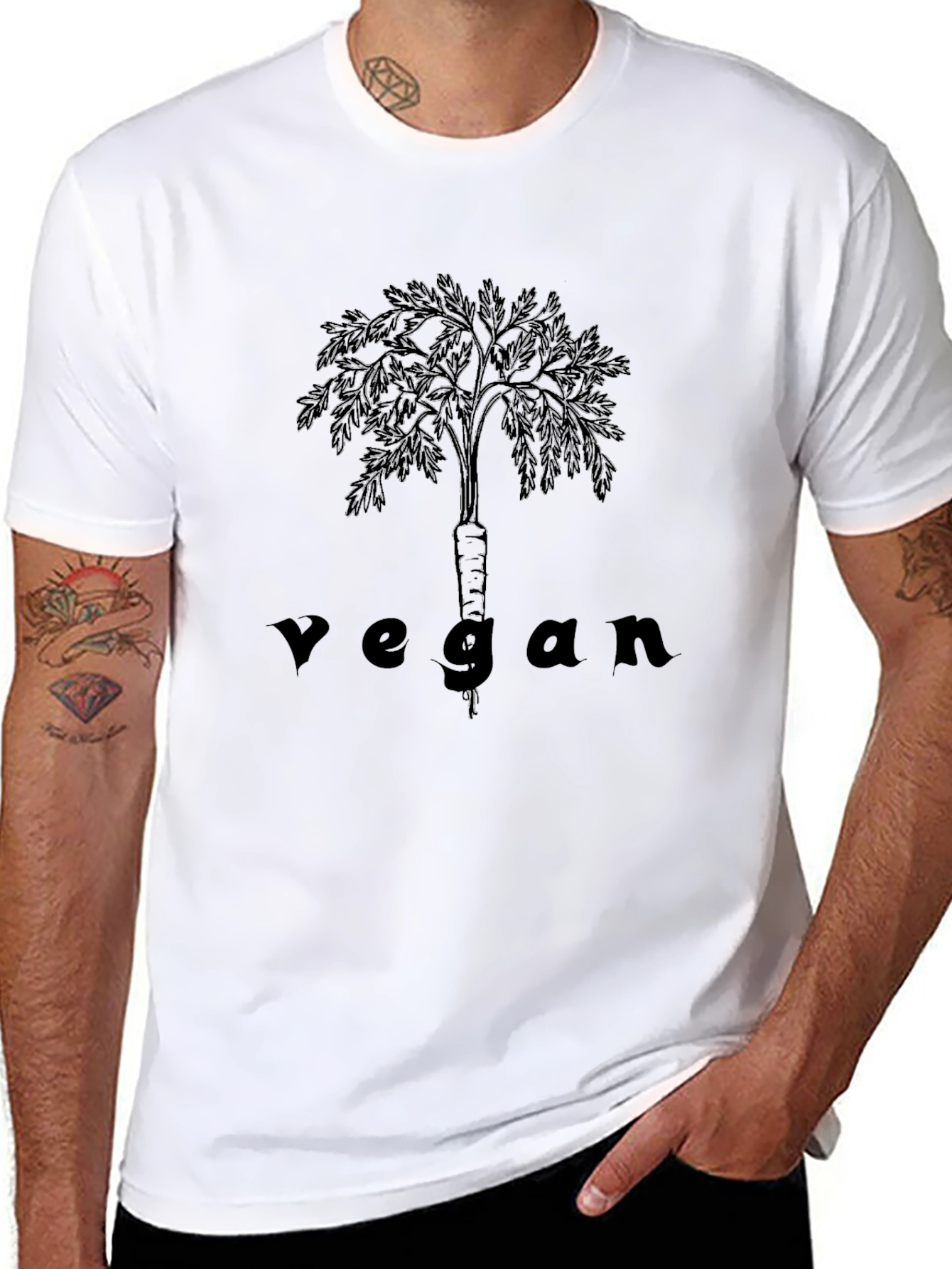 Vegan Carrot Tree Black T-Shirt