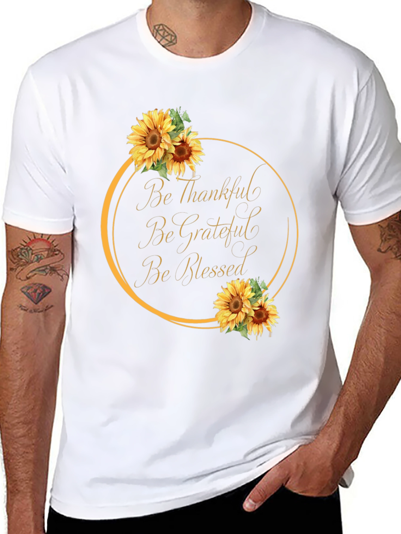 Thankful Grateful Blessed Sunflower Graphic Tee