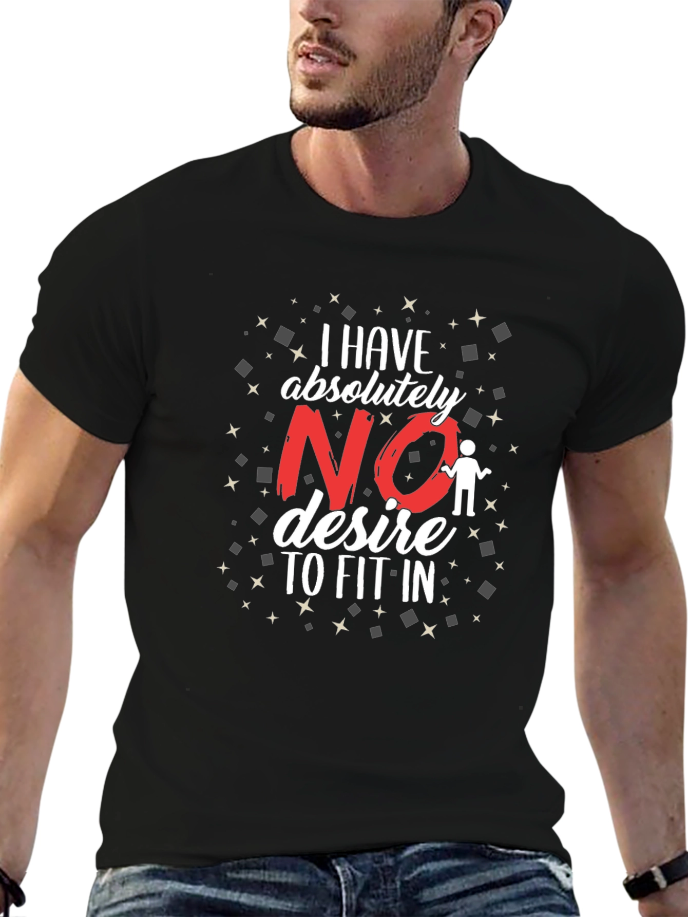 No Desire To Fit In Black Graphic Tee