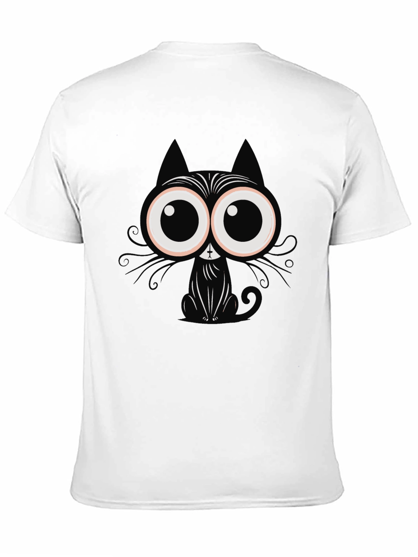 Cartoon Cat Graphic T-Shirt - Black