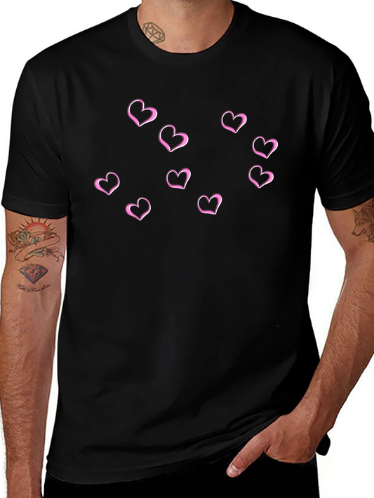 Hearts Graphic Mens Black T-Shirt