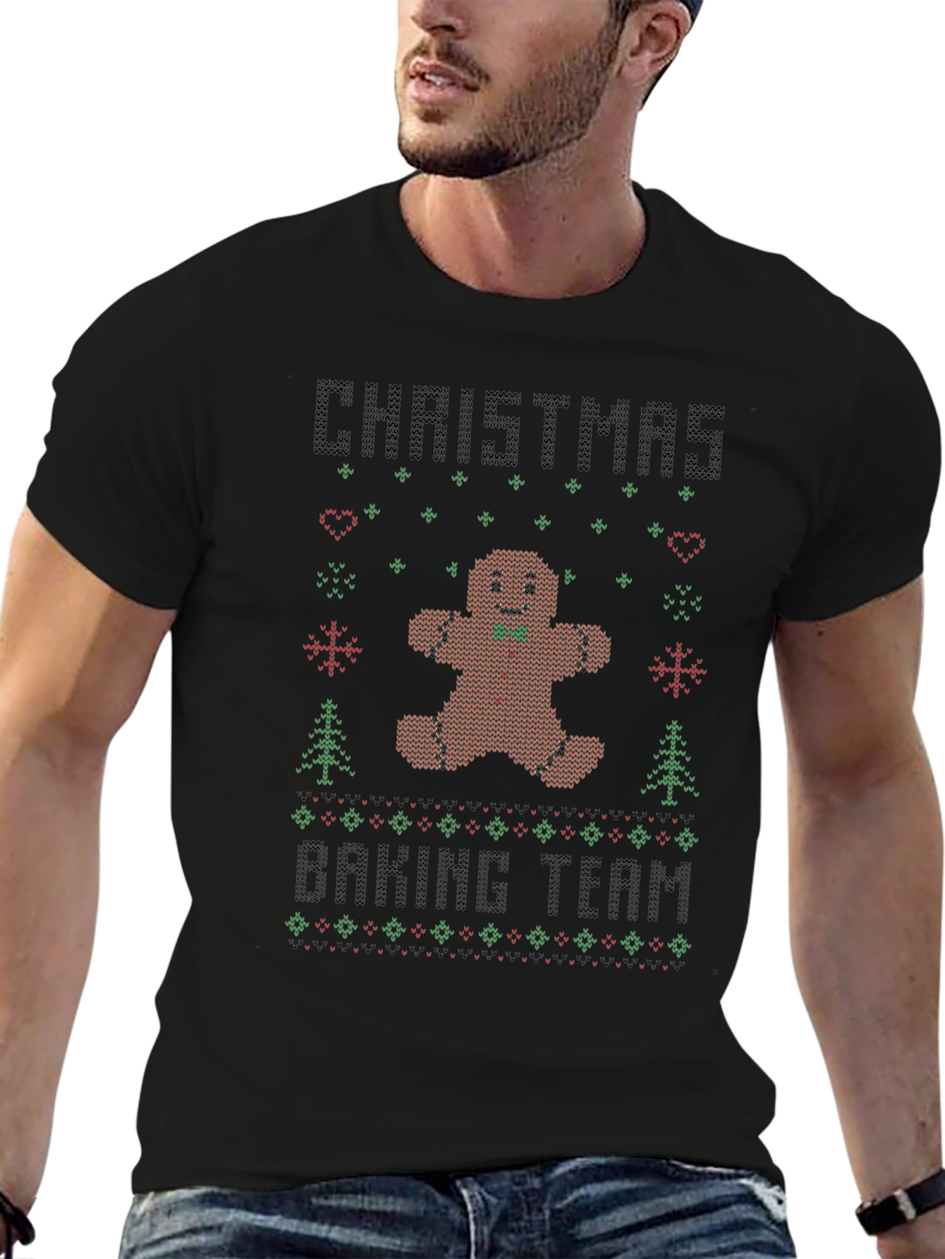 Christmas Baking Team Gingerbread Man Ugly Sweater T-Shirt