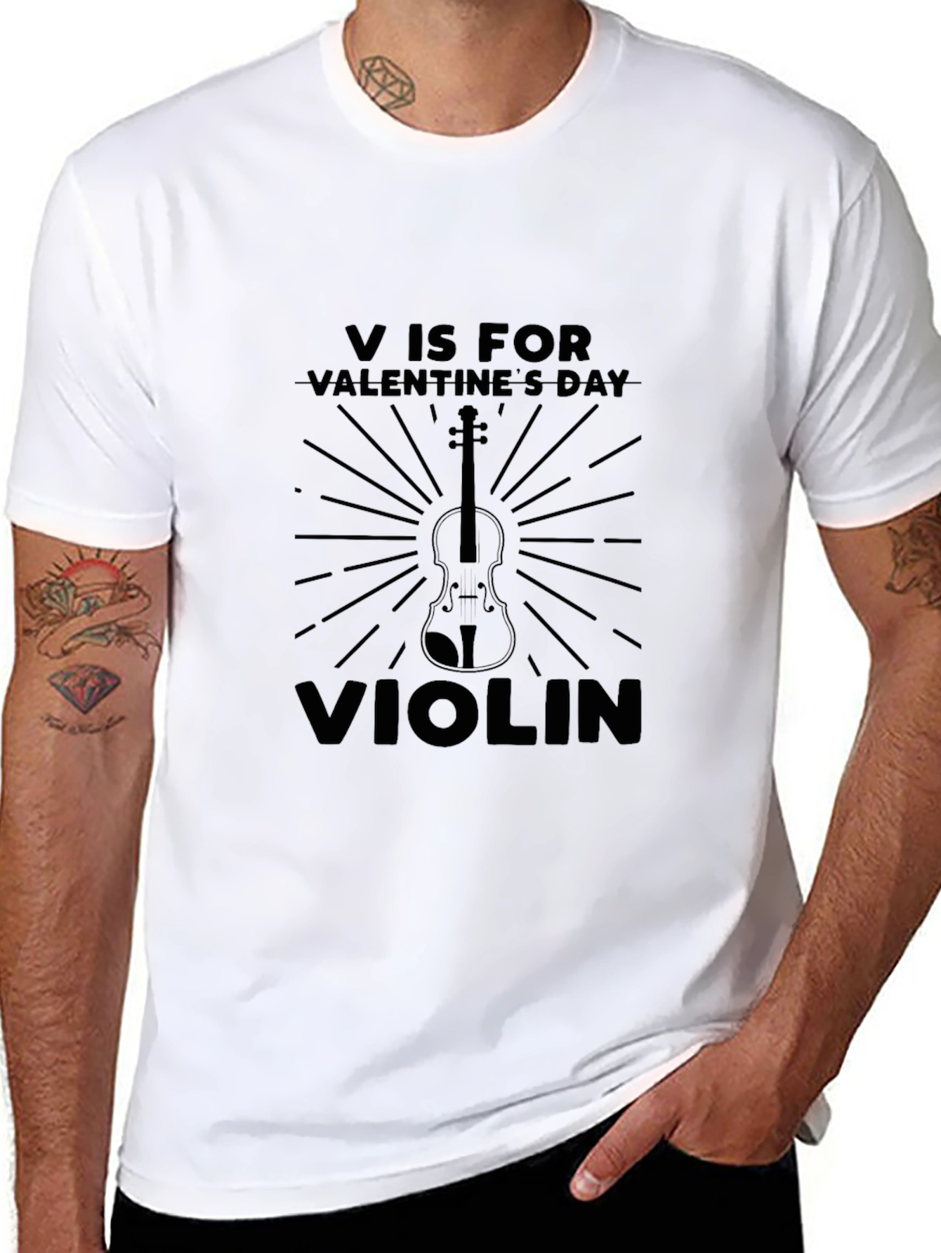 V is for Valentines Day Violin T-Shirt