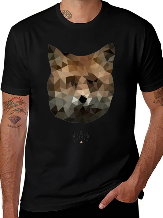 Geometric Fox Graphic T-Shirt - Modern Animal Tee