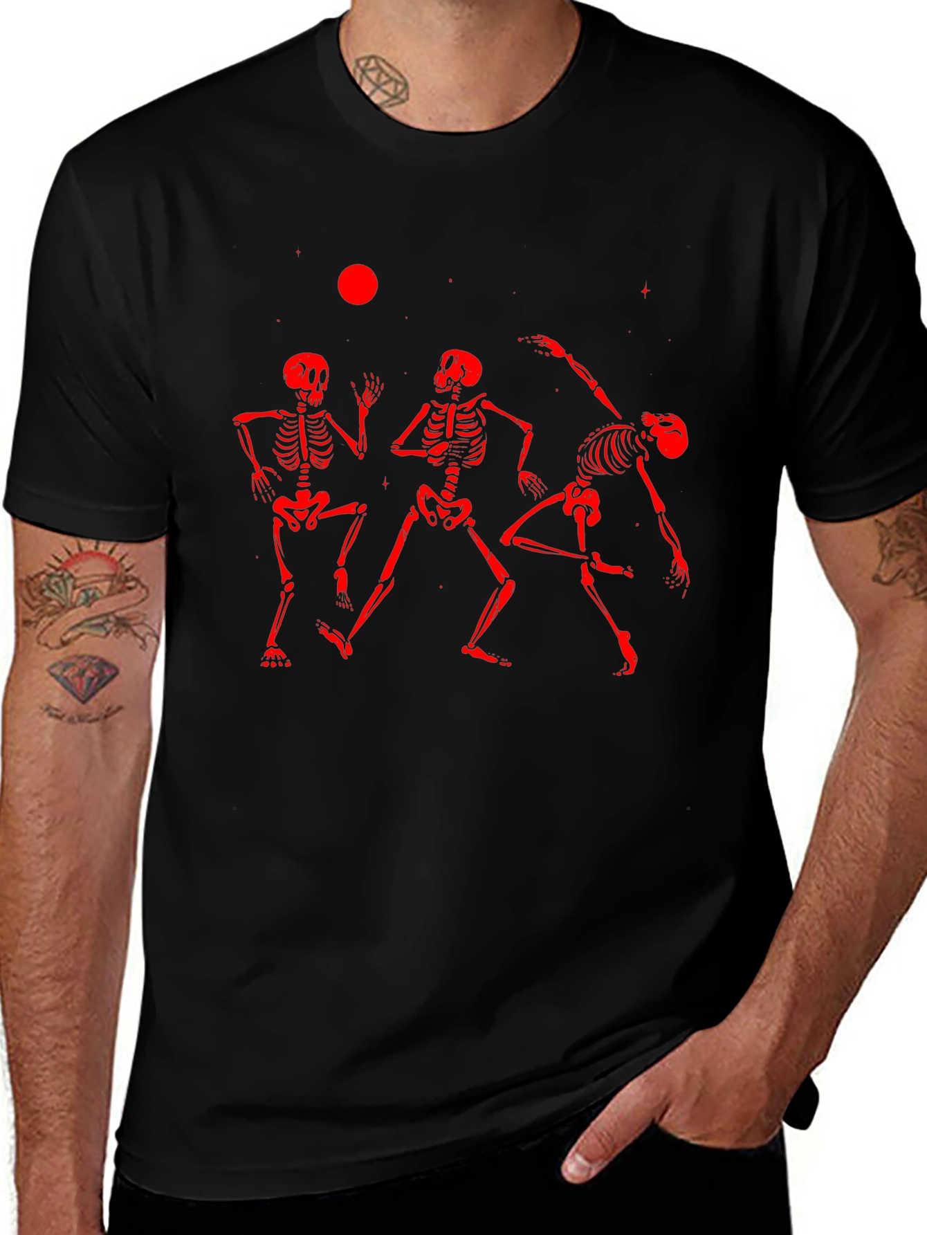 Dancing Skeletons Graphic Tee - Black
