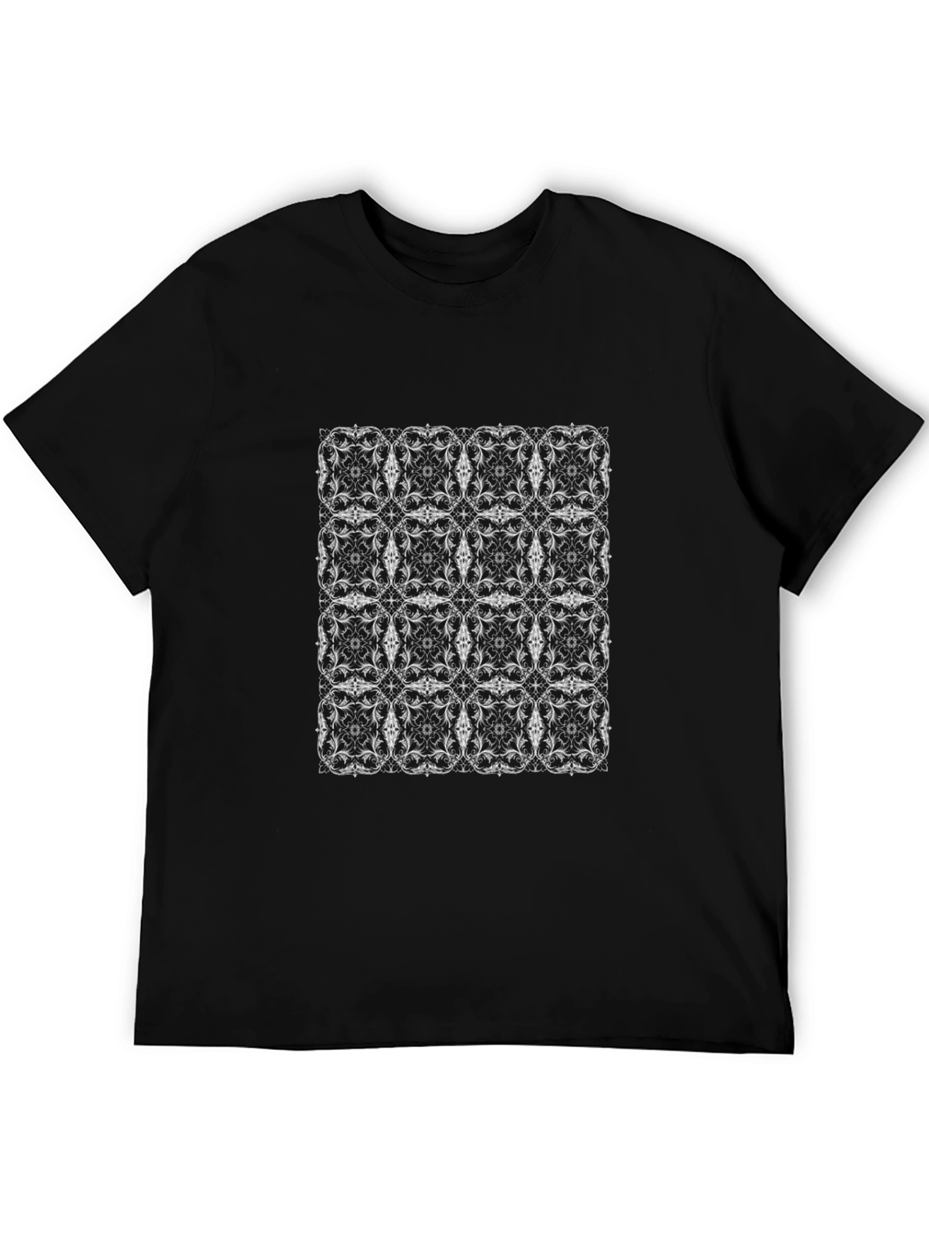 Elegant Patterned Mens Black T-Shirt