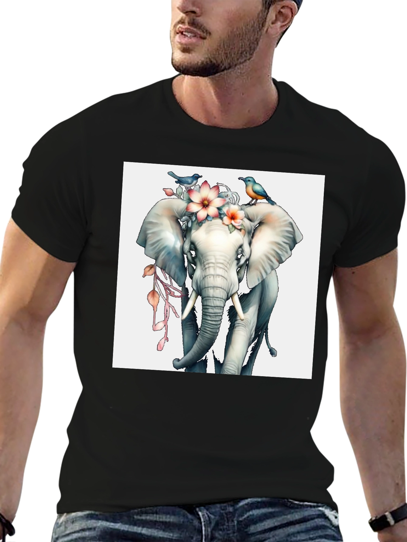 Elephant Floral Tee - Mens Graphic T-Shirt