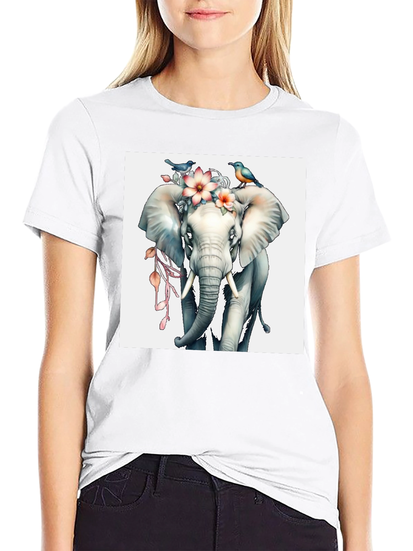 Elephant Floral Tee - Mens Graphic T-Shirt