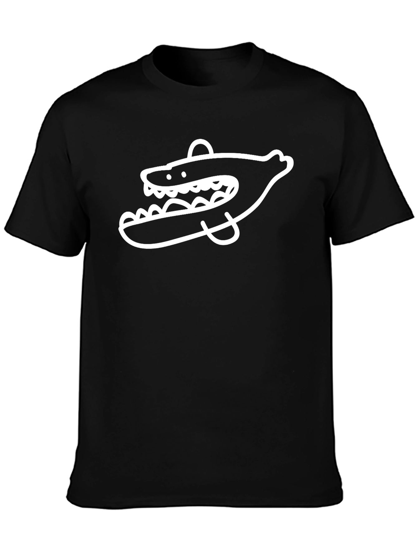 Cool Cartoon Shark Graphic Print Black T-Shirt