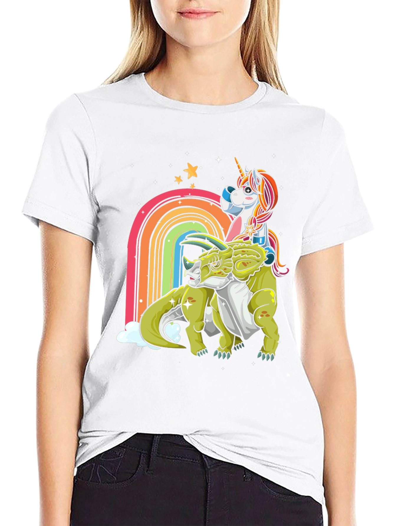 Unicorn Riding Triceratops T-Shirt