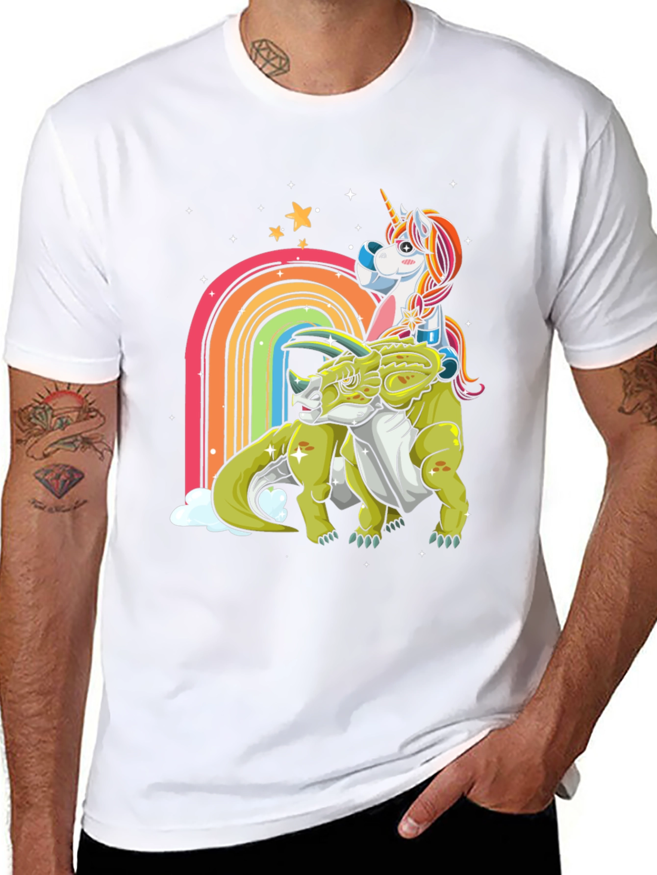 Unicorn Riding Triceratops T-Shirt