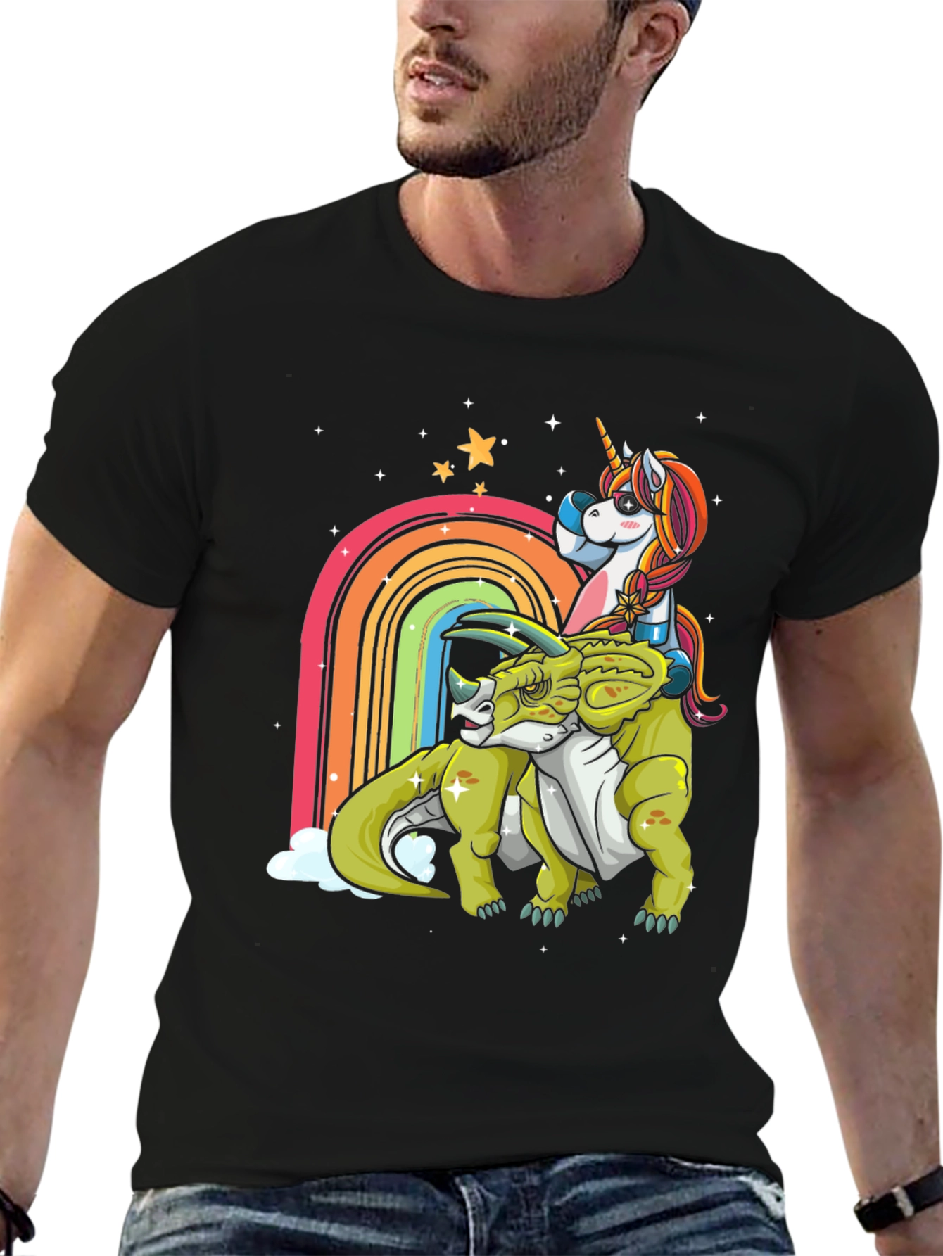 Unicorn Riding Triceratops T-Shirt