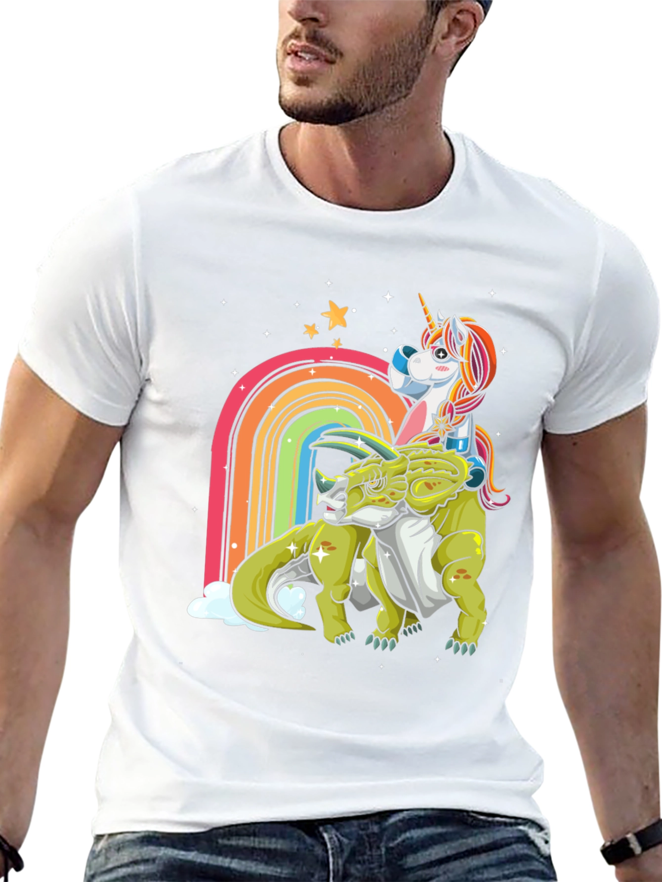 Unicorn Riding Triceratops T-Shirt