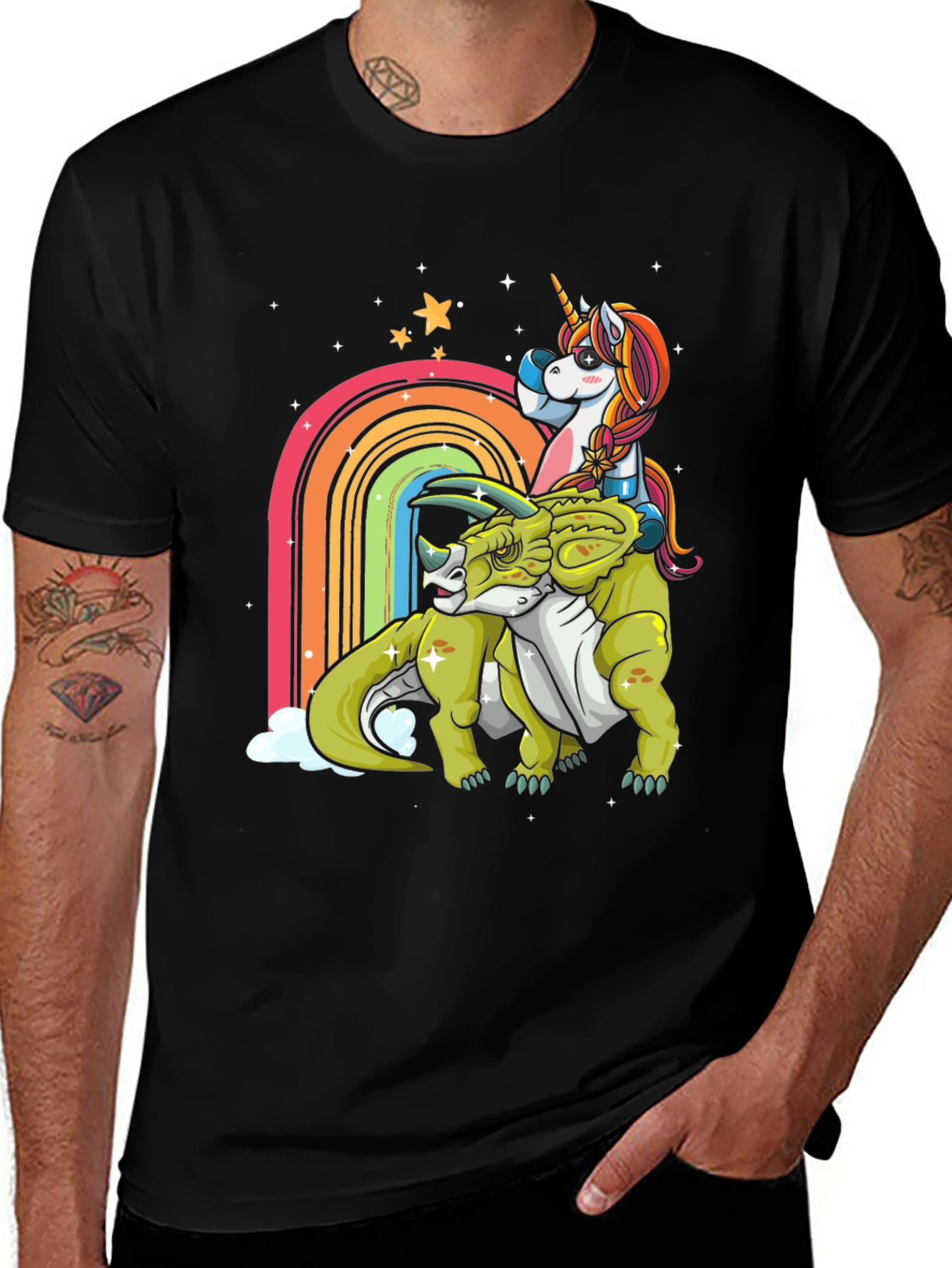 Unicorn Riding Triceratops T-Shirt