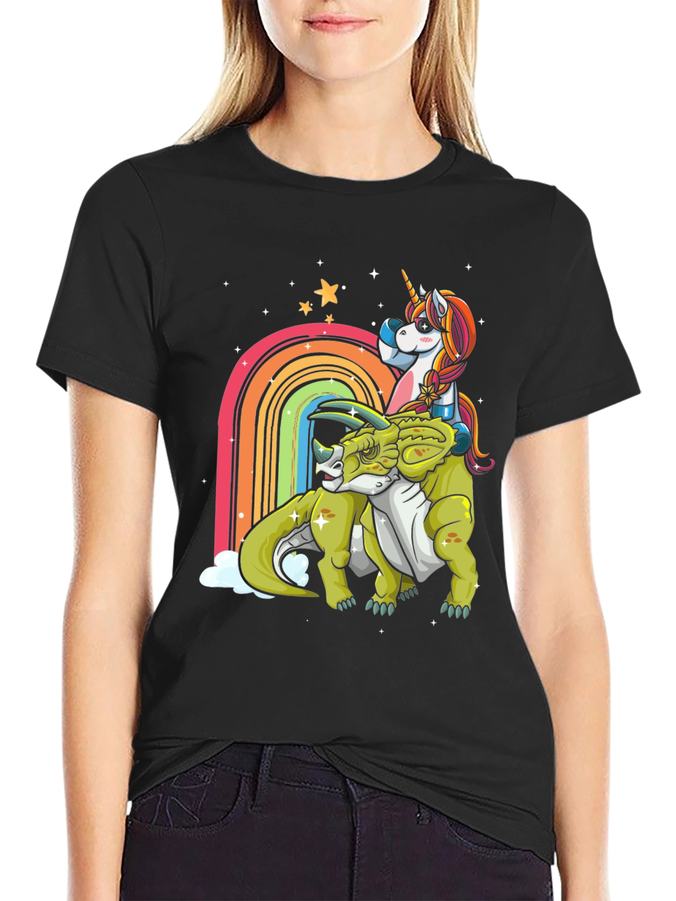 Unicorn Riding Triceratops T-Shirt