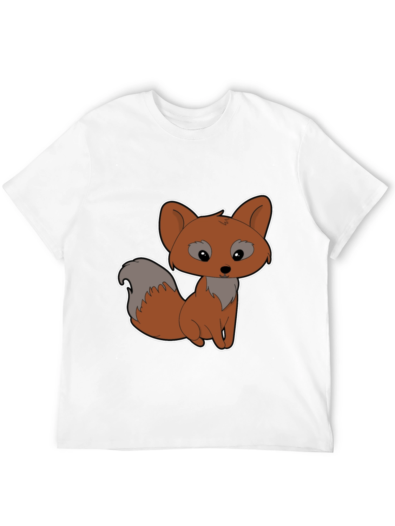 Cute Cartoon Fox Graphic Tee - Black Cotton Shirt