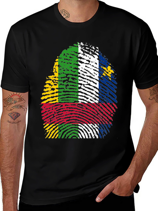 Central African Republic Flag Fingerprint T-Shirt