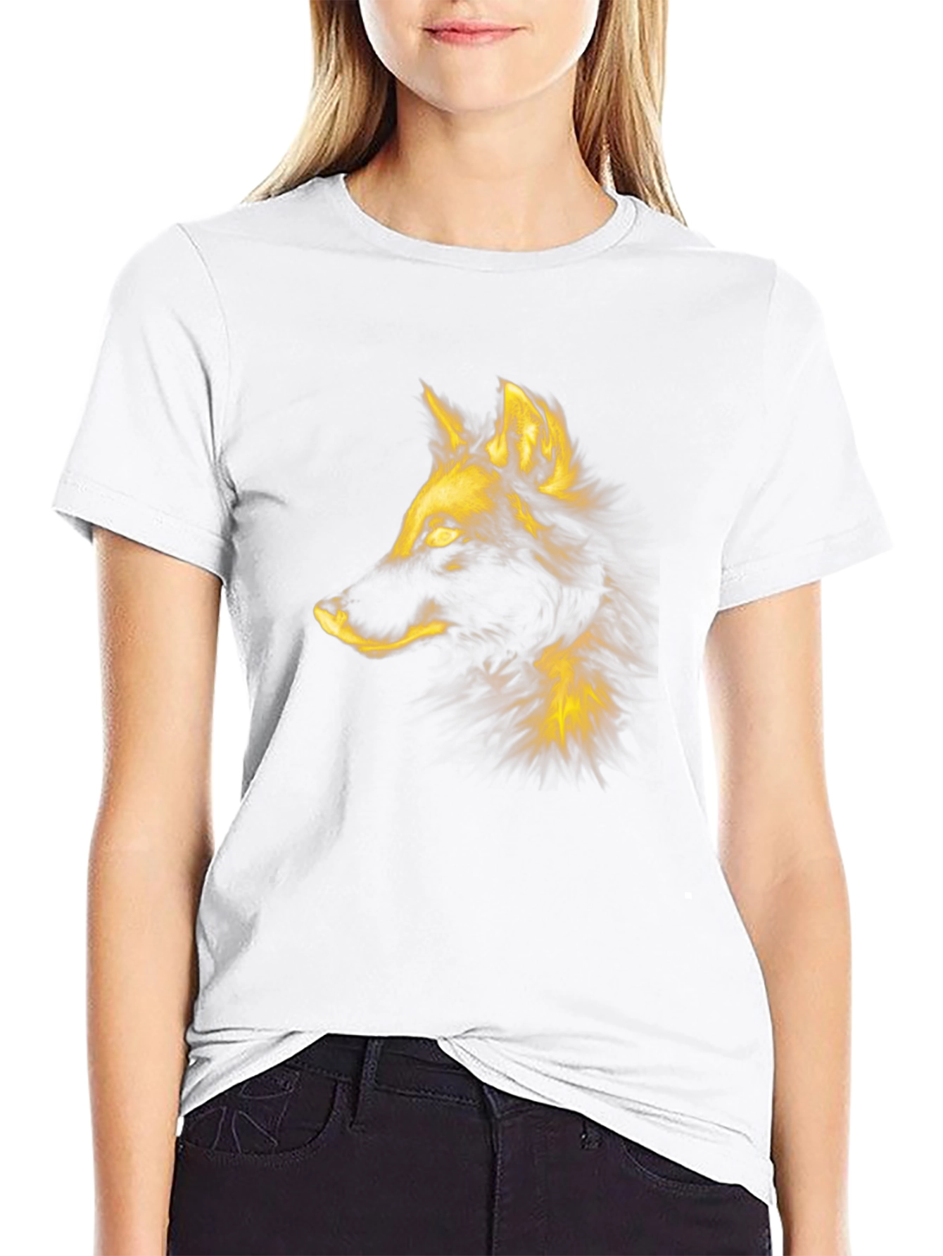 Fiery Wolf Graphic Tee - Mens Black T-Shirt