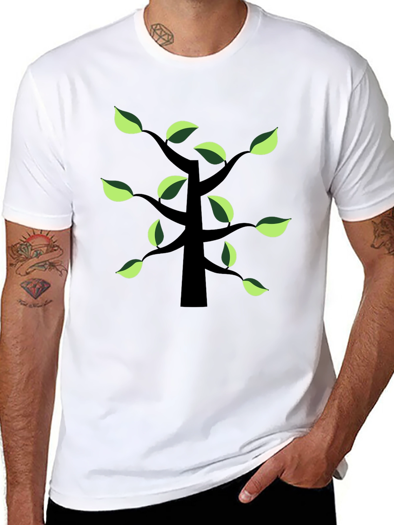Nature Inspired Tree Graphic Tee - Black