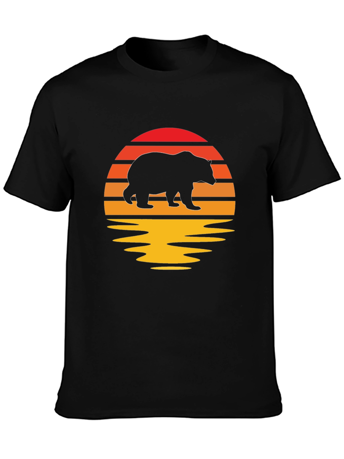 Bear Sunset Graphic T-Shirt - Black